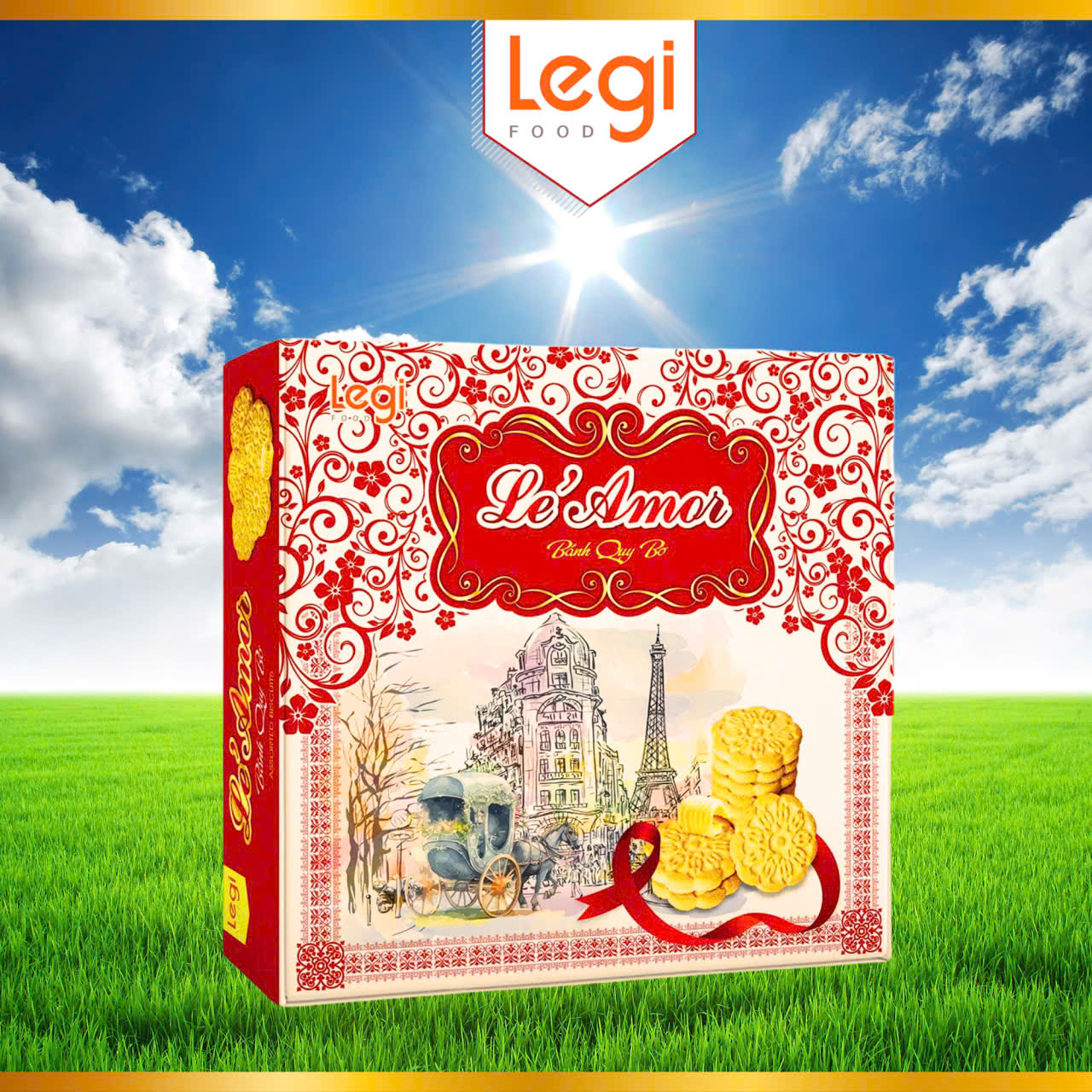 Hộp vuông-ĐỎ TRẮNG THÉP EIFFEL 250gram